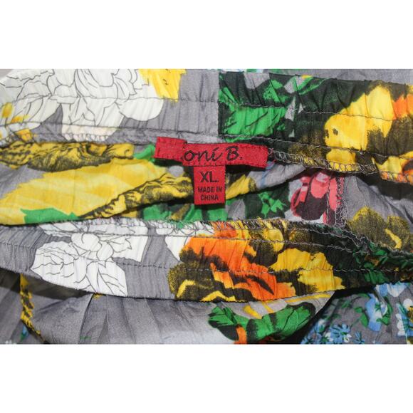 Joni B. Midi Skirt size XL Floral Crinkle Boho Roses - Picture 4 of 5